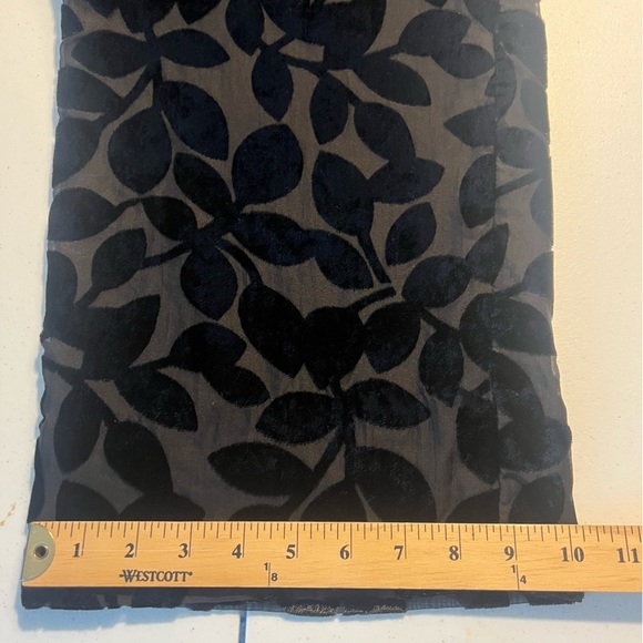 Gretchen Scott Leaf Burnout Velvet Palazzo Pants Sheer Pull On Ankle Black XXS - Picture 12 of 14